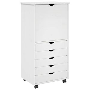 vidaXL Ratuotas kabinetas 53 x 39 x 103 cm Kietas pu&scaron;ies medis Balta