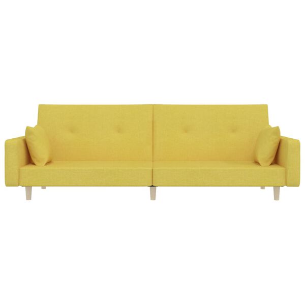 vidaXL Dvivietė sofa-lova su dvejomis pagalvėmis, žalia, audinys