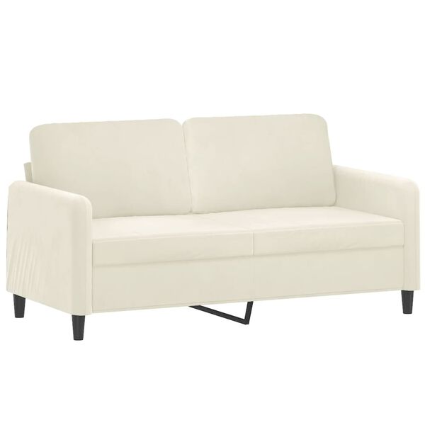vidaXL Dvivietė sofa su pagalvėlėmis, kreminės spalvos, 140cm, aksomas