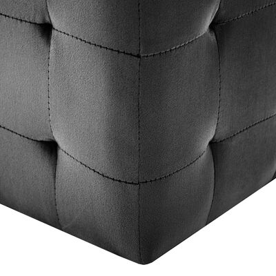 vidaXL Pufai, 2 vnt., juodos spalvos, 30x30x30cm, aksomas (249018)