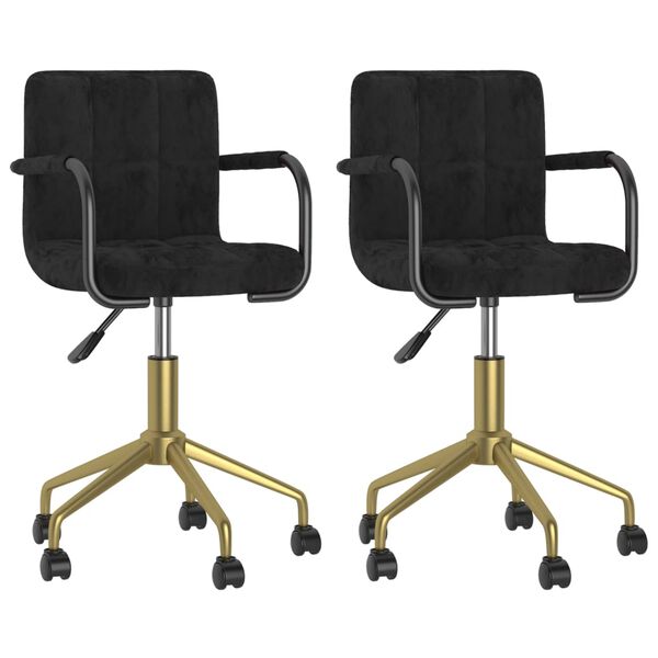 vidaXL Pasukamos valgomojo kėdės, 2vnt., juodos spalvos, aksomas