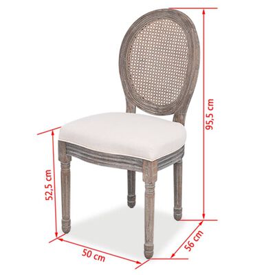 vidaXL Valgomojo kėdės, 6 vnt., kreminės, audinys