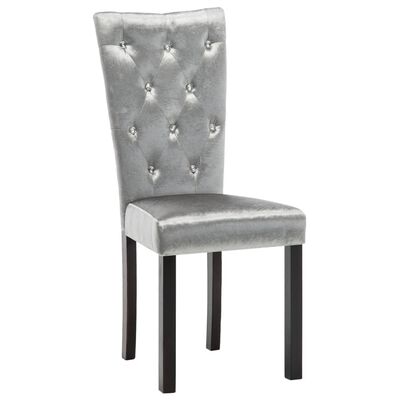 vidaXL Valgomojo kėdės, 2 vnt., sidabro spalvos, aksomas