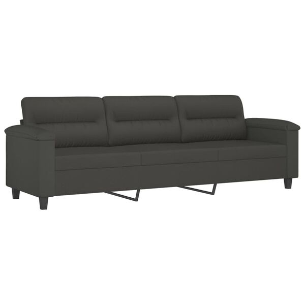 vidaXL Trivietė sofa su pakoja, tamsiai pilka, 210cm, audinys