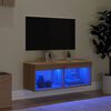 vidaXL TV spintelė su LED lemputėmis, ąžuolo spalvos, 80x30x30cm