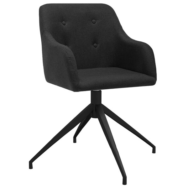 vidaXL Pasukamos valgomojo kėdės, 6vnt., juodos spalvos, audinys