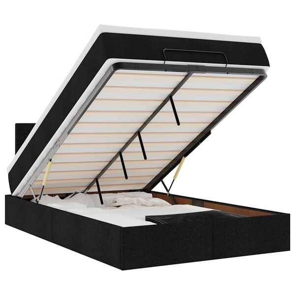 vidaXL Osmanų lova su čiužiniu ir LED, juodas, 120x190cm, audinys