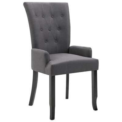vidaXL Valgomojo kėdė su porankiais, tamsiai pilkas, audinys