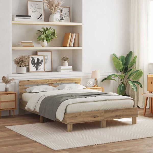 vidaXL Lovos rėmas Amatininkų ąžuolas 140 x 190 cm Apdirbta mediena