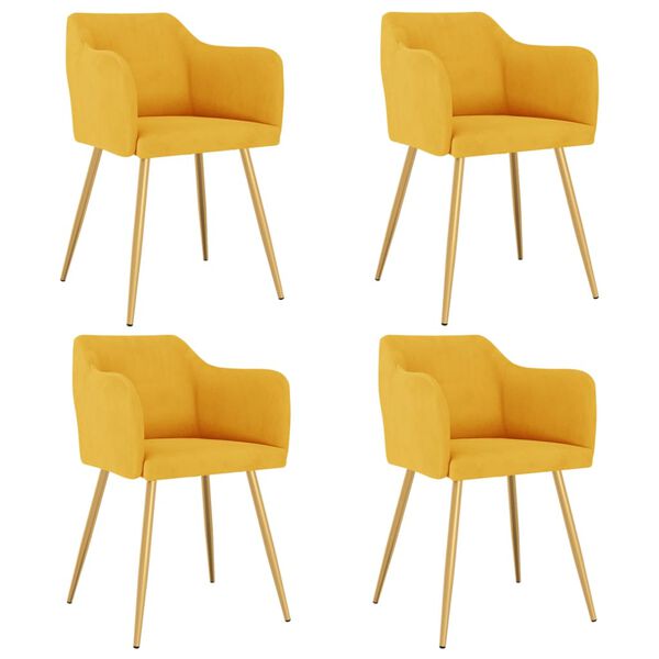 vidaXL Valgomojo kėdės, 4vnt., geltonos spalvos, aksomas (2x331158)