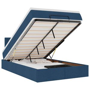 vidaXL Osmanų lova su čiužiniu ir LED lemputėmis Mėlynas 120x200 cm