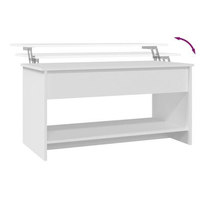 vidaXL Kavos staliukas, baltas, 102x50x52,5cm, apdirbta mediena