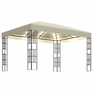 vidaXL Pavėsinė su lemputėmis LED, kreminė, 3x4m