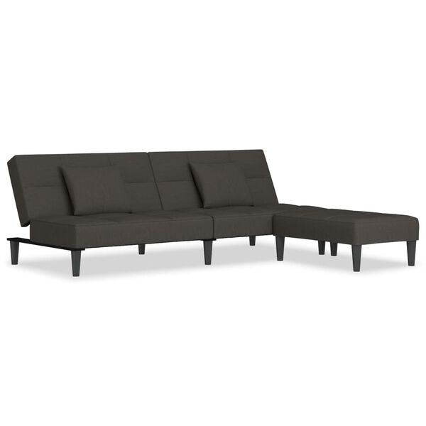 vidaXL Dvivietė sofa-lova su pagalvėmis ir pakoja, pilka, aksomas