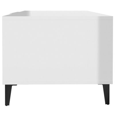 vidaXL Kavos staliukas, baltas, 102x50x40cm, apdirbta mediena, blizgus