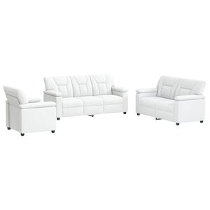 vidaXL Sofos komplektas 3 pcs Balta Dirbtinė oda