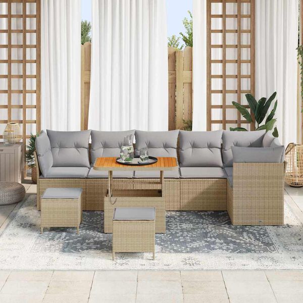 vidaXL Sodo Sofų Rinkinys 8 pcs Smėlio poliratanas