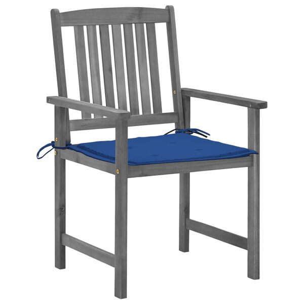 vidaXL Sodo kėdės su pagalvėlėmis, 4vnt., pilkos, akacijos masyvas