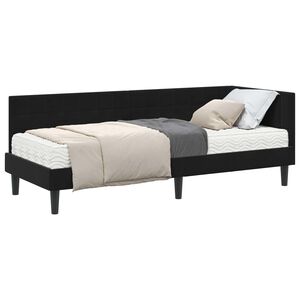 vidaXL Kampinė lovos konstrukcija su čiužiniu 2 vnt. Juoda 80 x 200 cm
