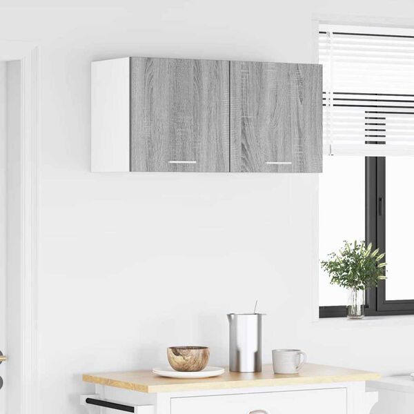 vidaXL Pakabinama spintelė su saugykla 2 pcs Pilkas Sonoma ir baltas