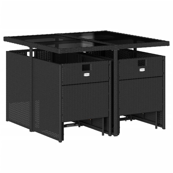 vidaXL Sodo komplektas su pagalvėlėmis, 9 dalių, juodas, poliratanas