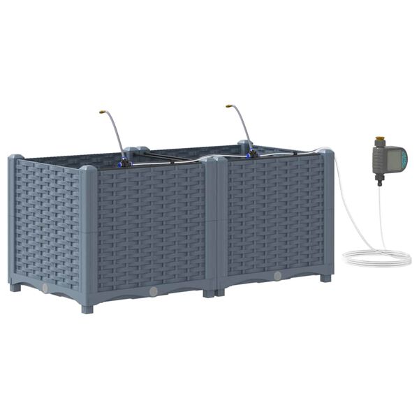 vidaXL Sodo vazonas 2 pcs &Scaron;viesiai Pilka Plienas