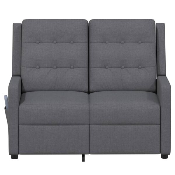 vidaXL Dvivietis atlošiamas masažinis krėslas, pilkas, audinys