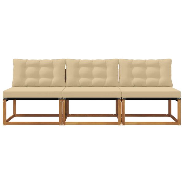 vidaXL 3 Vienetas Lauko Vidurinis Sofa Kietos akacijos mediena