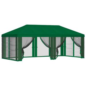 vidaXL Pavėsinės dengti su &scaron;oninėmis sienelėmis Žalia 600,5 x 300,5 cm