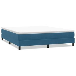vidaXL Box Spring Lova be čiužinio Tamsiai mėlyna 180x220 cm aksomas