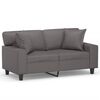 vidaXL Dvivietė sofa su pagalvėlėmis, pilka, 120cm, dirbtinė oda