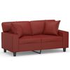 vidaXL Dvivietė sofa su pagalvėmis, vyno, 120cm, dirbtinė oda