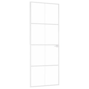 vidaXL Vidaus durys, baltos, 76x201,5cm, grūdintas stiklas/aliuminis