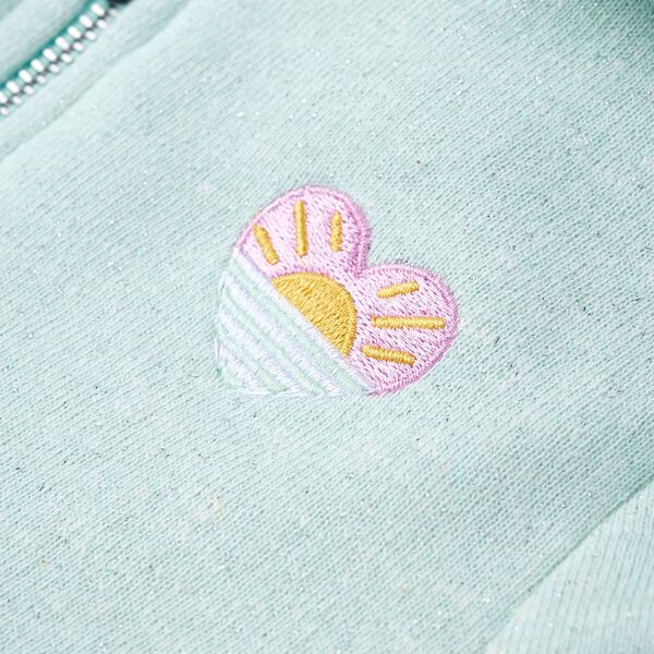 Vaiki&scaron;kas sportinis megztinis su gobtuvu ir užtrauktuku, mėtinis