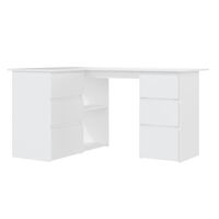 vidaXL Kampinis rašomasis stalas, baltos spalvos, 145x100x76cm, MDP