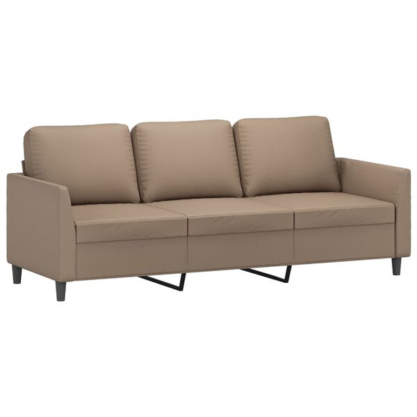 vidaXL Trivietė sofa su pakoja, kapučino spalvos, 180cm, dirbtinė oda
