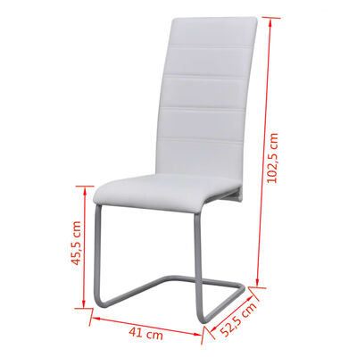vidaXL Gembinės valgomojo kėdės, 2vnt., baltos, dirbtinė oda