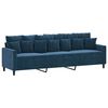 vidaXL Trivietė sofa su pakoja, mėlynos spalvos, 210cm, aksomas