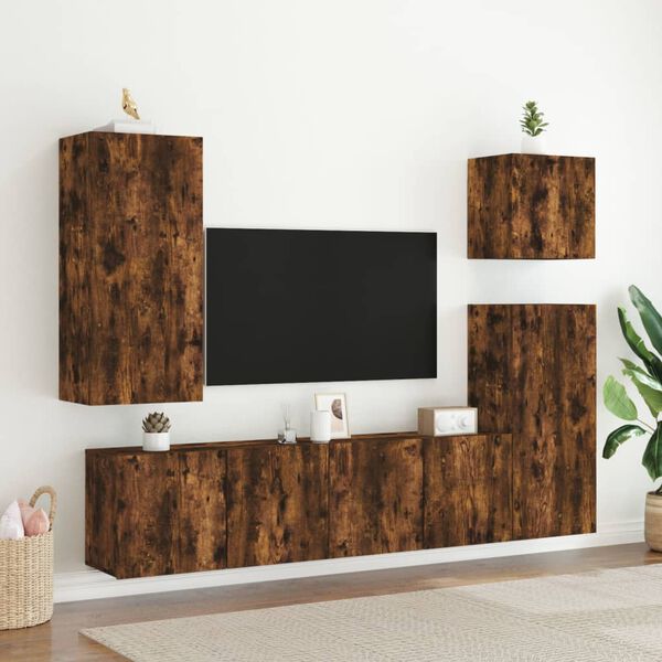 vidaXL Sieninės TV spintelės, 2vnt., dūminio ąžuolo, 80x30x41cm