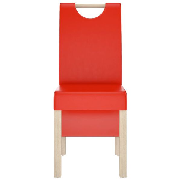 vidaXL Valgomojo kėdės, 6vnt., raudonos spalvos, dirbtinė oda