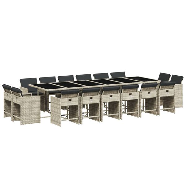 vidaXL Sodo komplektas su pagalvėlėmis, 17 dalių, pilkas, poliratanas