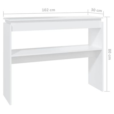 vidaXL Konsolinis staliukas, baltos spalvos, 102x30x80cm, MDP