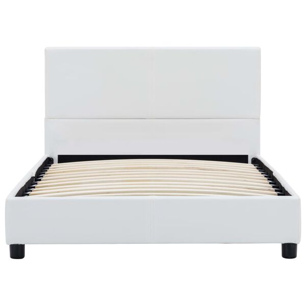 vidaXL Lovos rėmas, baltos spalvos, 90x200 cm, dirbtinė oda