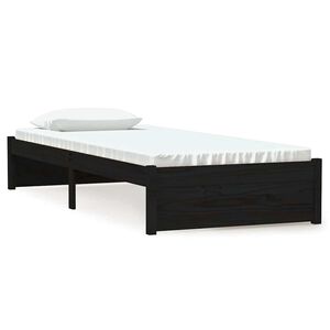 vidaXL Lovos rėmas, juodas, 75x190cm, medienos masyvas, vienvietis