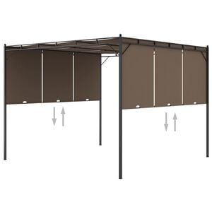 vidaXL Sodo pavėsinė su &scaron;onine užuolaida, taupe spalvos, 3x3x2,25m