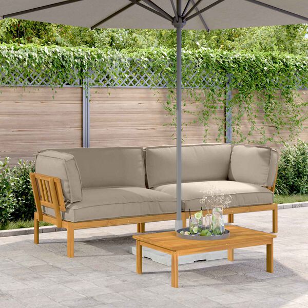 vidaXL Sofos komplektas su pagalve 2 pcs Taupe Kietos akacijos mediena