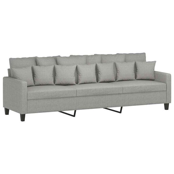 vidaXL Trivietė sofa su pakoja, &scaron;viesiai pilka, 210cm, audinys