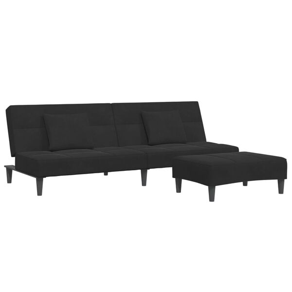 vidaXL Dvivietė sofa-lova su pakoja, juodos spalvos, aksomas