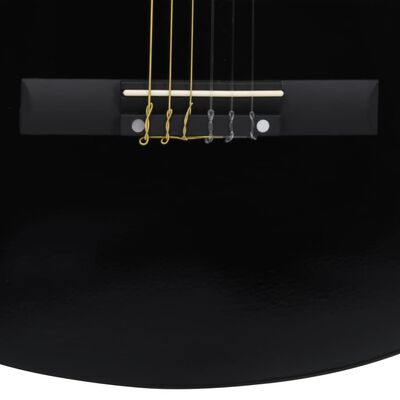 vidaXL Klasikinės gitaros rinkinys, 12 dalių, juodas, 38", 6 stygos