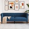 vidaXL Trivietė chesterfield sofa, mėlynos spalvos, audinys